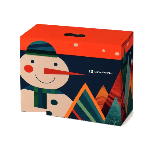 Reis Magos: embalagem natalina original do folder 2026, com marca institucional adaptada para Alpha
